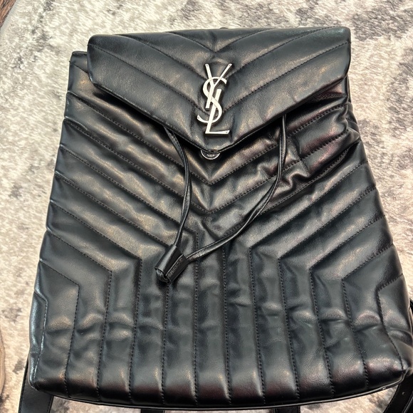 Ysl black leather backpack main image 5